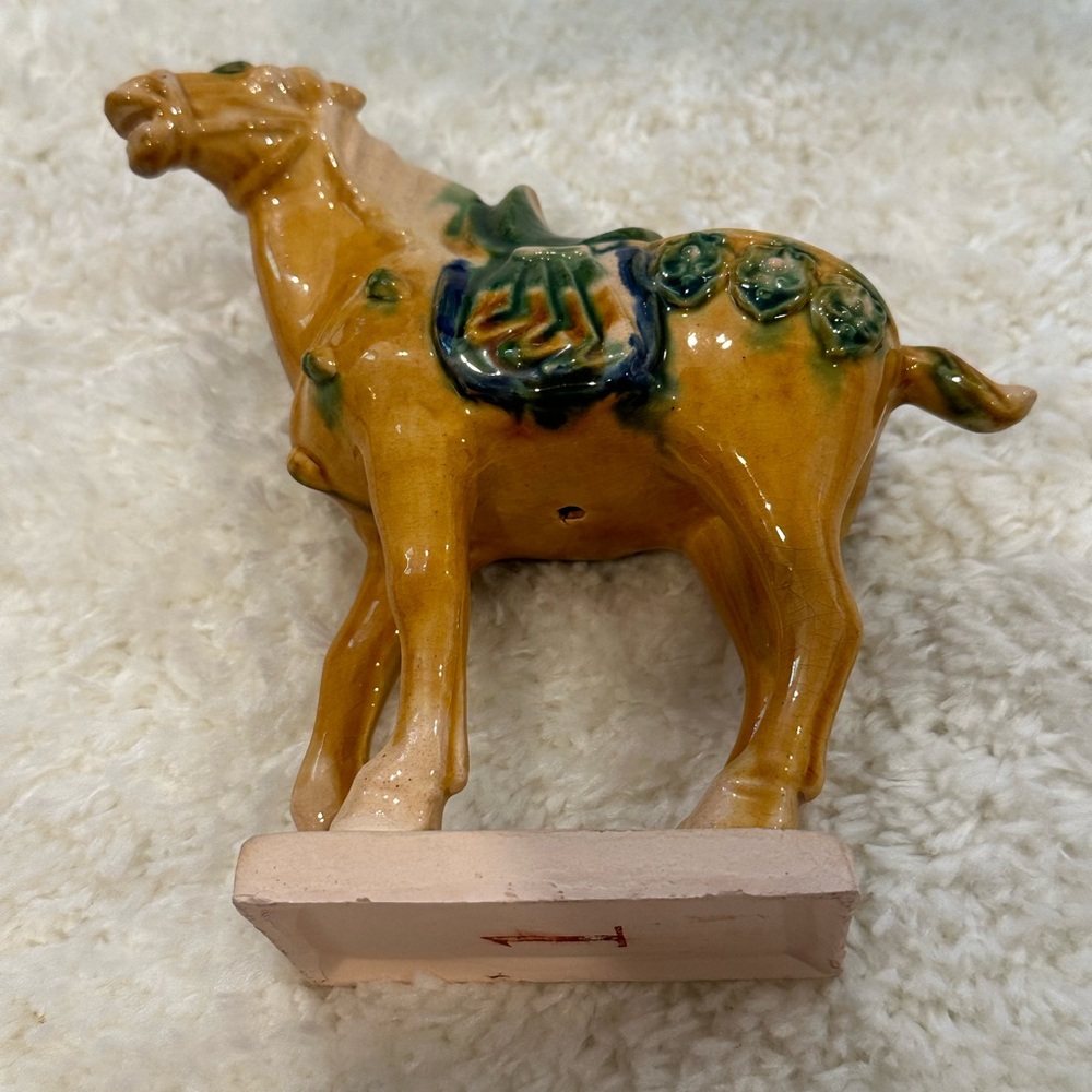 Tang Sancai Pottery Porcelain Dynasty War Horse Statue Glaze Ceramic Drip Figure